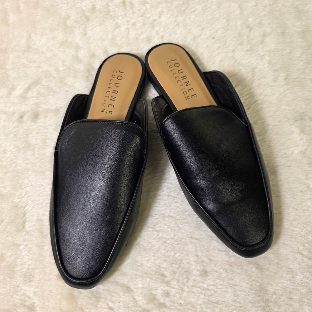 Journee Collection Akza Mule Black Pointed Toe Slip On Womens 8.5 NEW